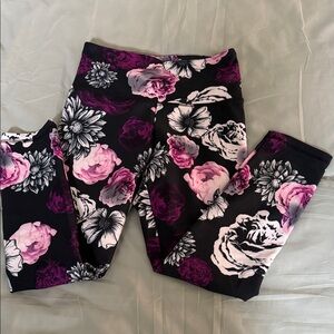 Balance Collection' Floral Leggings - Black, Pink & Purple